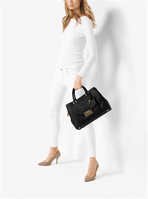 michael kors haley large leather satchel|Michael Kors outlet satchel.